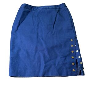 Worthington Blue Pencil Skirt with Gold Accent Buttons